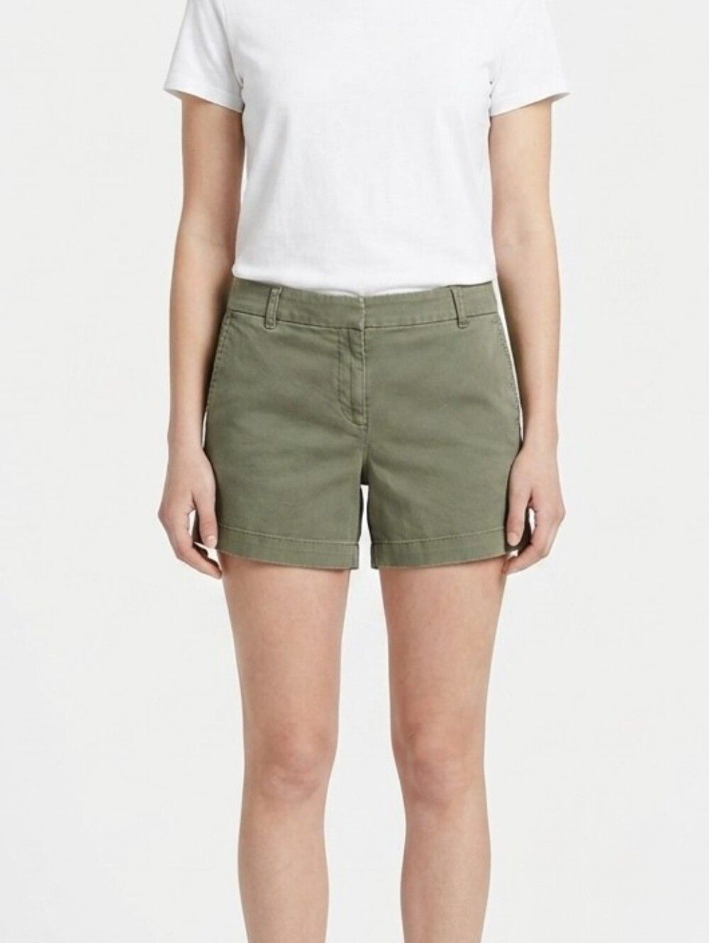J. Crew Olive Green Stretch Chino Shorts Size 16 Mid Rise Classic Summer Utility